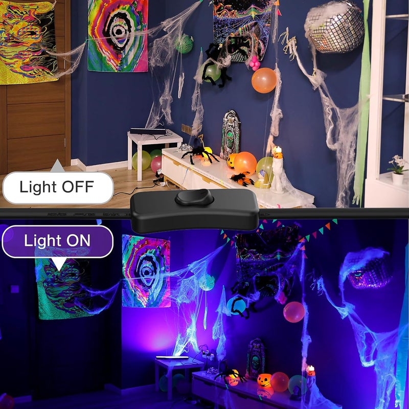 Atfoyer Store 8PCS 40W LED Black Light Bar for Glow Party, Blacklight with Plug &Switch, Each Light Up 484 Sq.ft Area, Glow Light for Halloween, Fluorescent Body Paint, Stage Lighting, Bedroom - Image 4